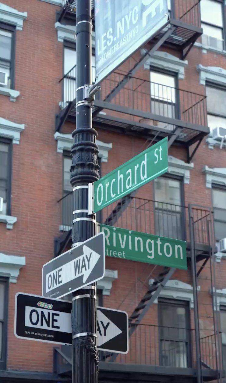 Orchard Street and Rivington Street signs on the Lower East Side